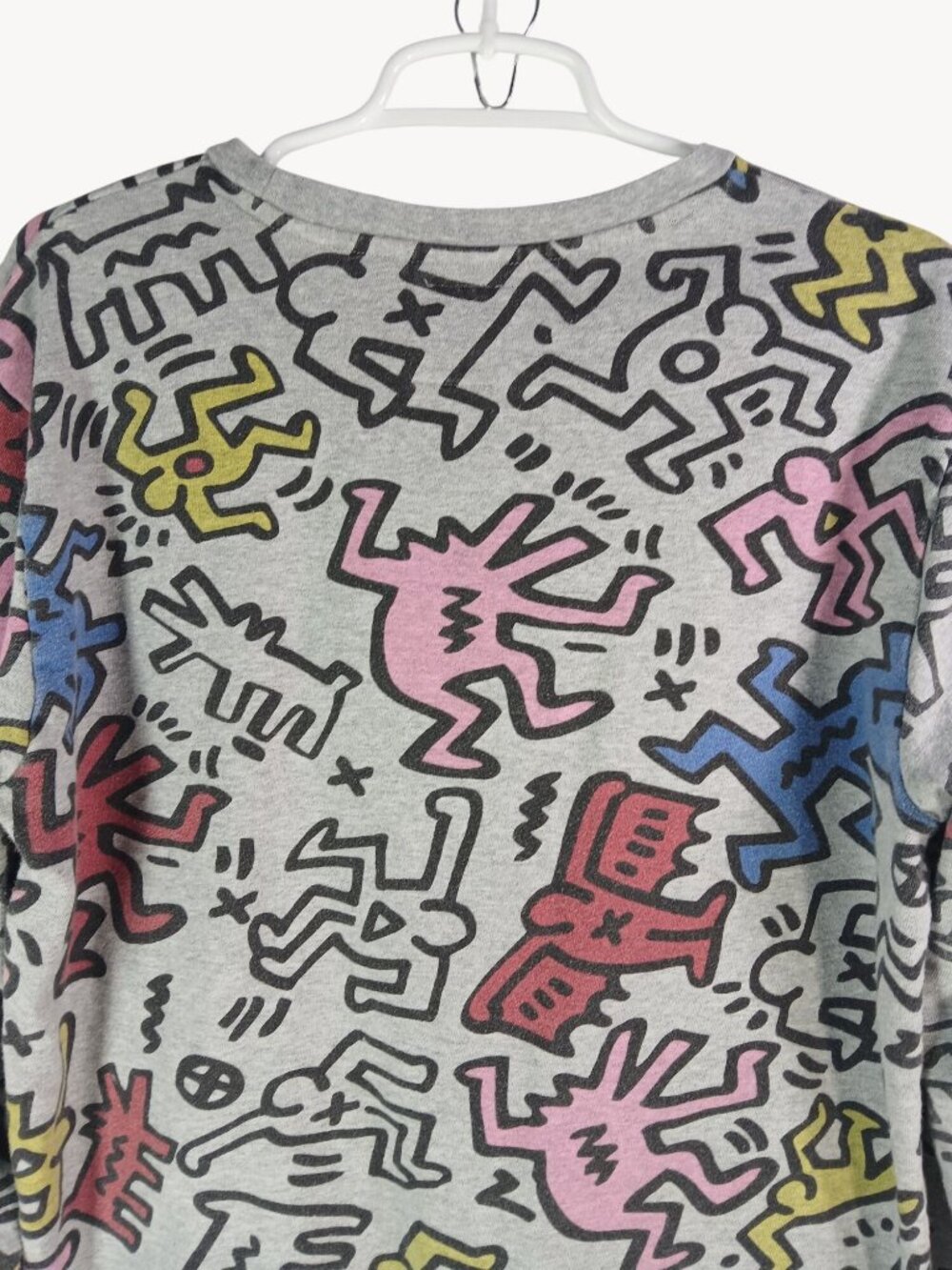 Keith Haring Forever 21 Gray Graphic Sweatshirt Womens Large Colorful Abstract - Picture 2 of 8